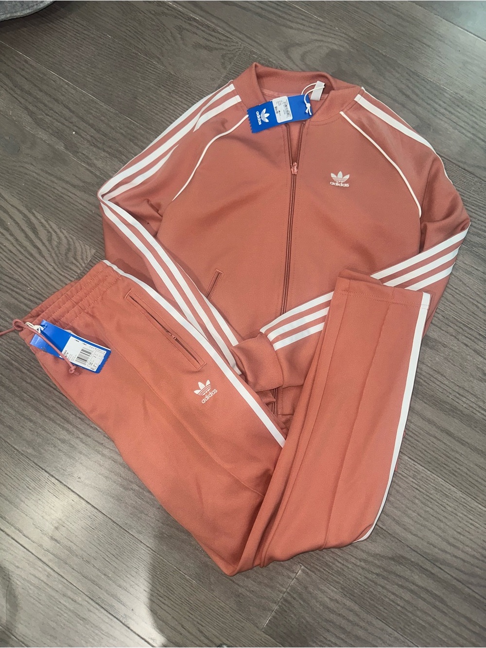 adidas Terracotta Three-Stripe Track Jacket & Joggers Set